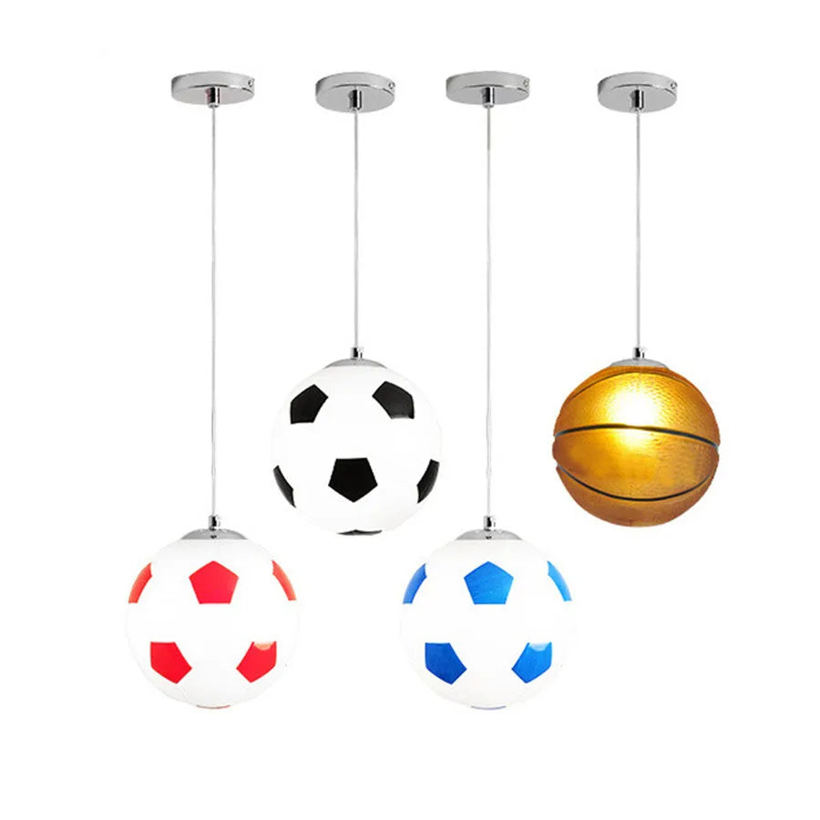 E27 Football Glass Ball Pendant Lights Basketball Pendant Lamp Kitchen Bedroom Restaurant Children Room Hanging Light
