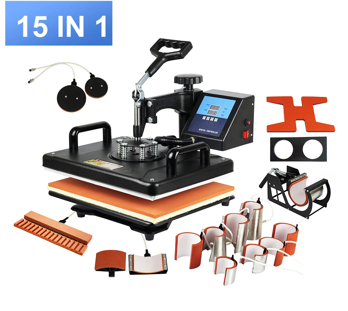 15 in 1 Combo Muntifunctional Sublimation Heat Press Machine Tshirt Heat Transfer Printer for Mug/Cap/Football/Bottle/Pen/Shoes