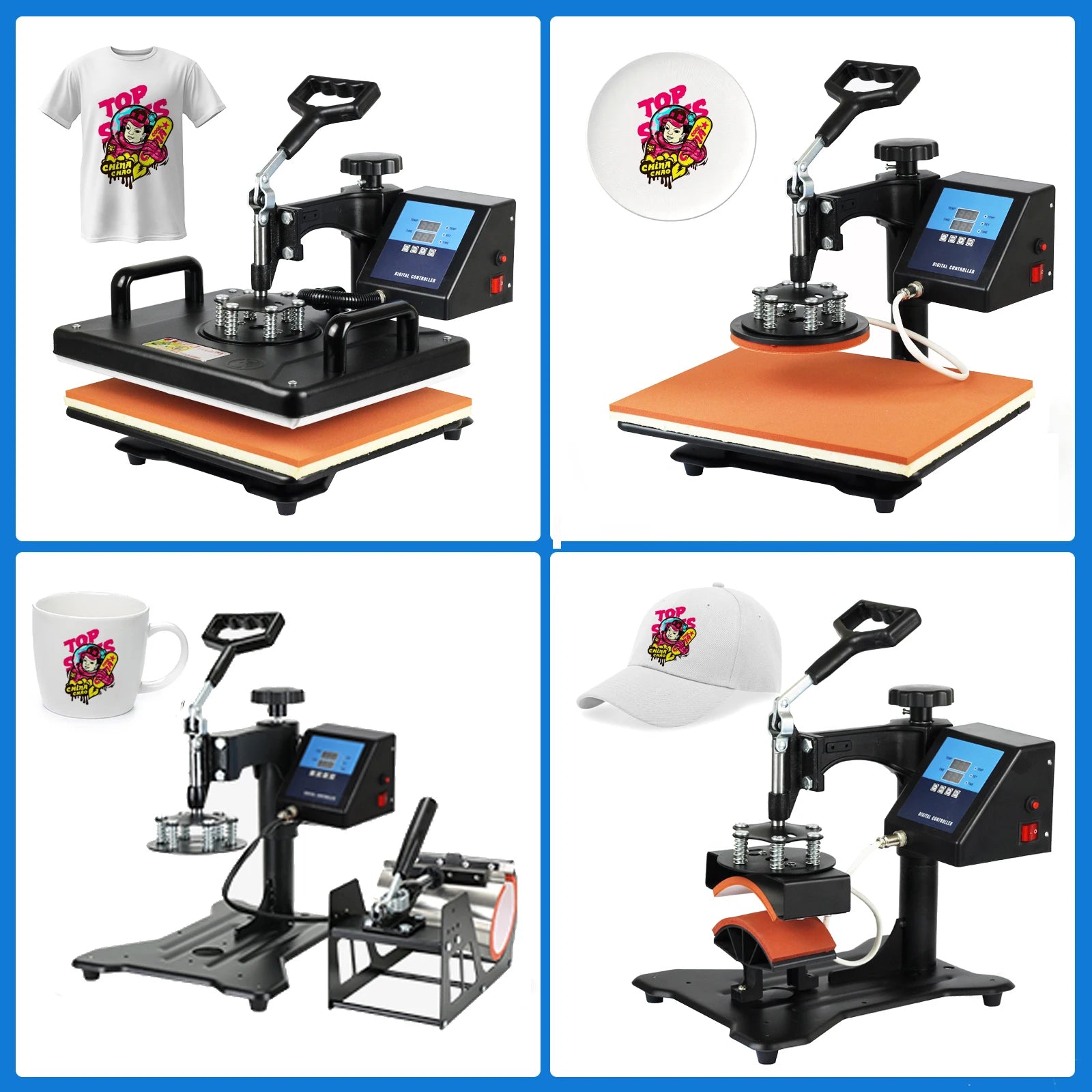 15 in 1 Combo Muntifunctional Sublimation Heat Press Machine Tshirt Heat Transfer Printer for Mug/Cap/Football/Bottle/Pen/Shoes