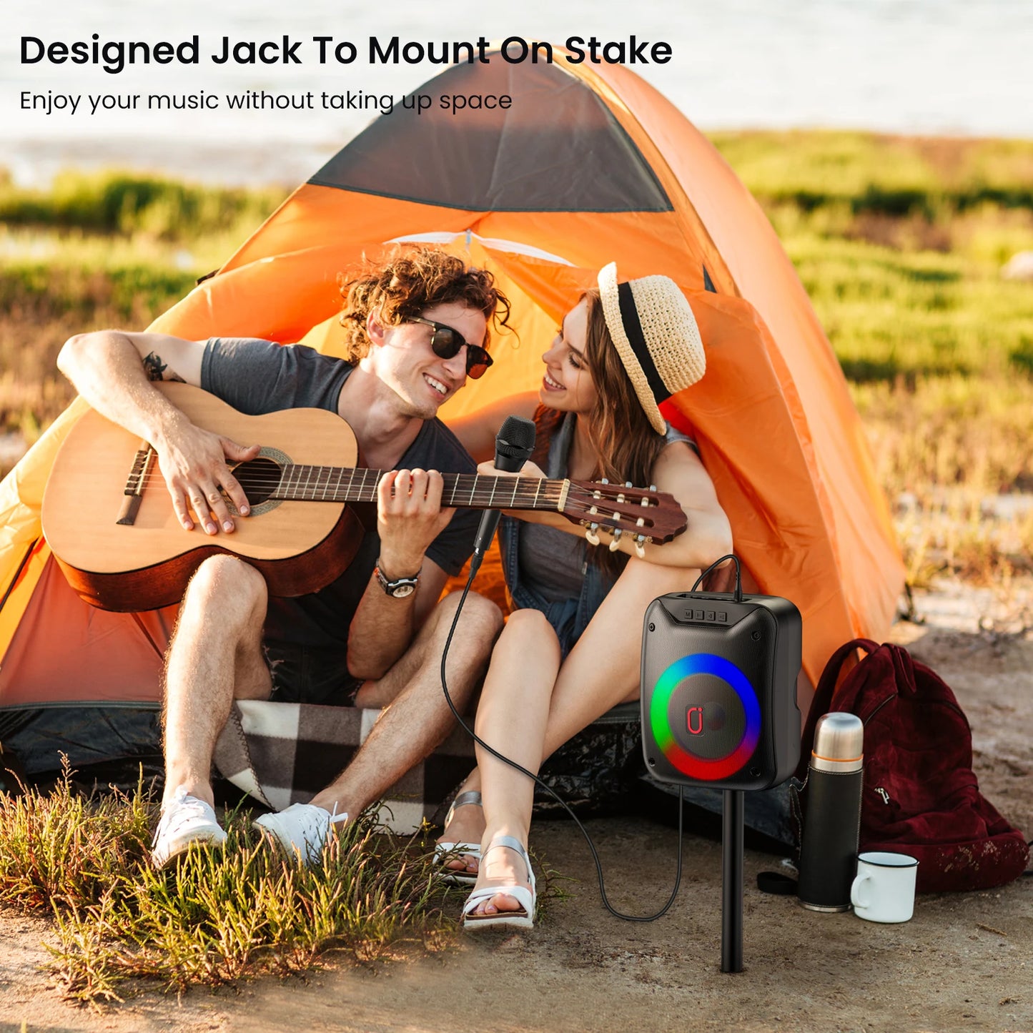 D18 High-Power Portable Karaoke Speaker with Microphone, Wireless Speaker, Portable Bluetooth Speaker with Wired Microphone