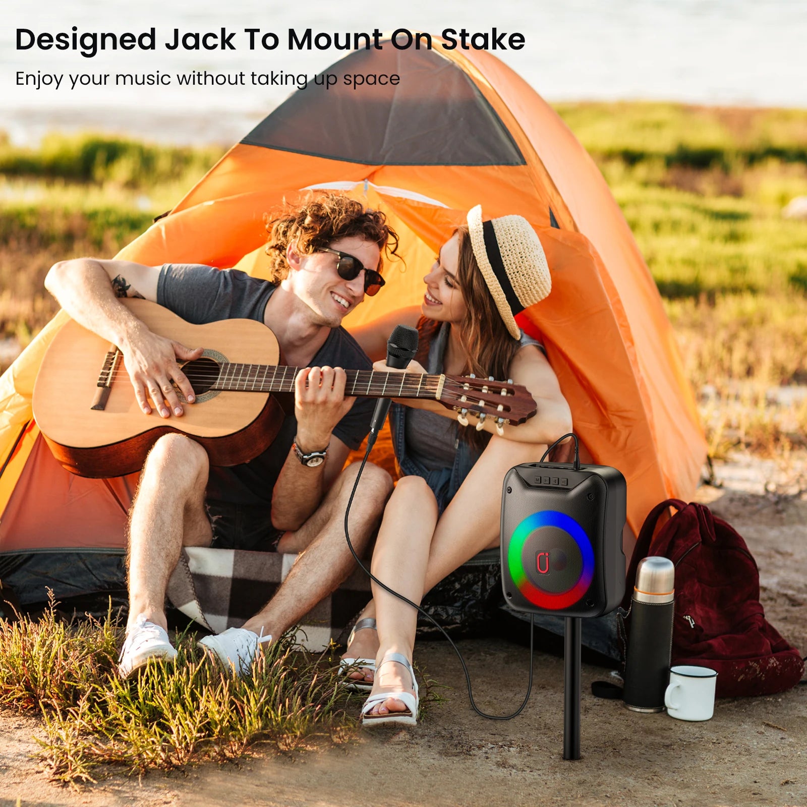 D18 High-Power Portable Karaoke Speaker with Microphone, Wireless Speaker, Portable Bluetooth Speaker with Wired Microphone