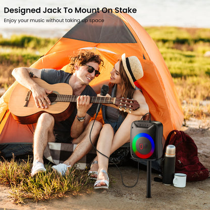 D18 High-Power Portable Karaoke Speaker with Microphone, Wireless Speaker, Portable Bluetooth Speaker with Wired Microphone