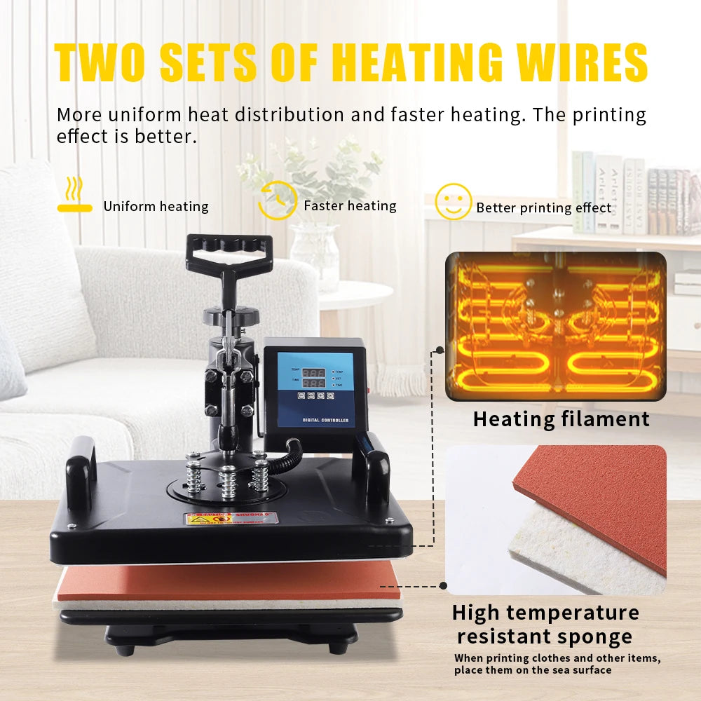15 in 1 Combo Muntifunctional Sublimation Heat Press Machine Tshirt Heat Transfer Printer for Mug/Cap/Football/Bottle/Pen/Shoes
