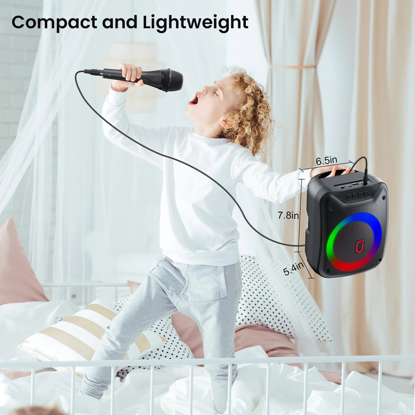D18 High-Power Portable Karaoke Speaker with Microphone, Wireless Speaker, Portable Bluetooth Speaker with Wired Microphone