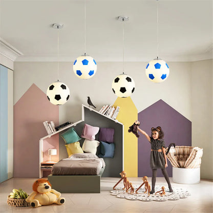 E27 Football Glass Ball Pendant Lights Basketball Pendant Lamp Kitchen Bedroom Restaurant Children Room Hanging Light