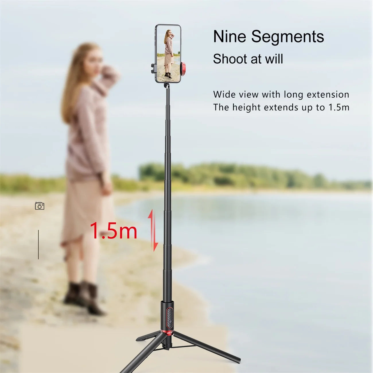 81Cm/150Cm Wireless Selfie Stick Tripod with Remote Phone Tripod Extendable Portable Phone Stand Holder for IOS Android