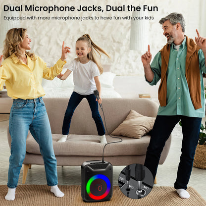 D18 High-Power Portable Karaoke Speaker with Microphone, Wireless Speaker, Portable Bluetooth Speaker with Wired Microphone